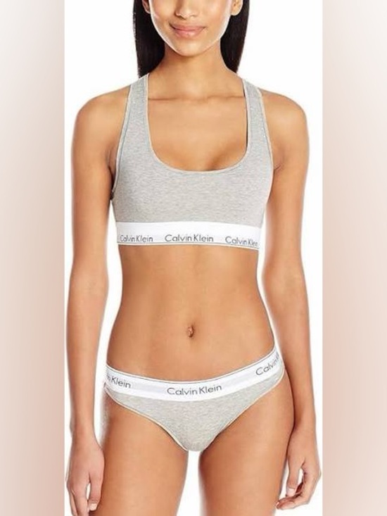 Calvin Klein Other - Calvin Klein Grey Cotton Logo Bralette & Bikini Brief Set